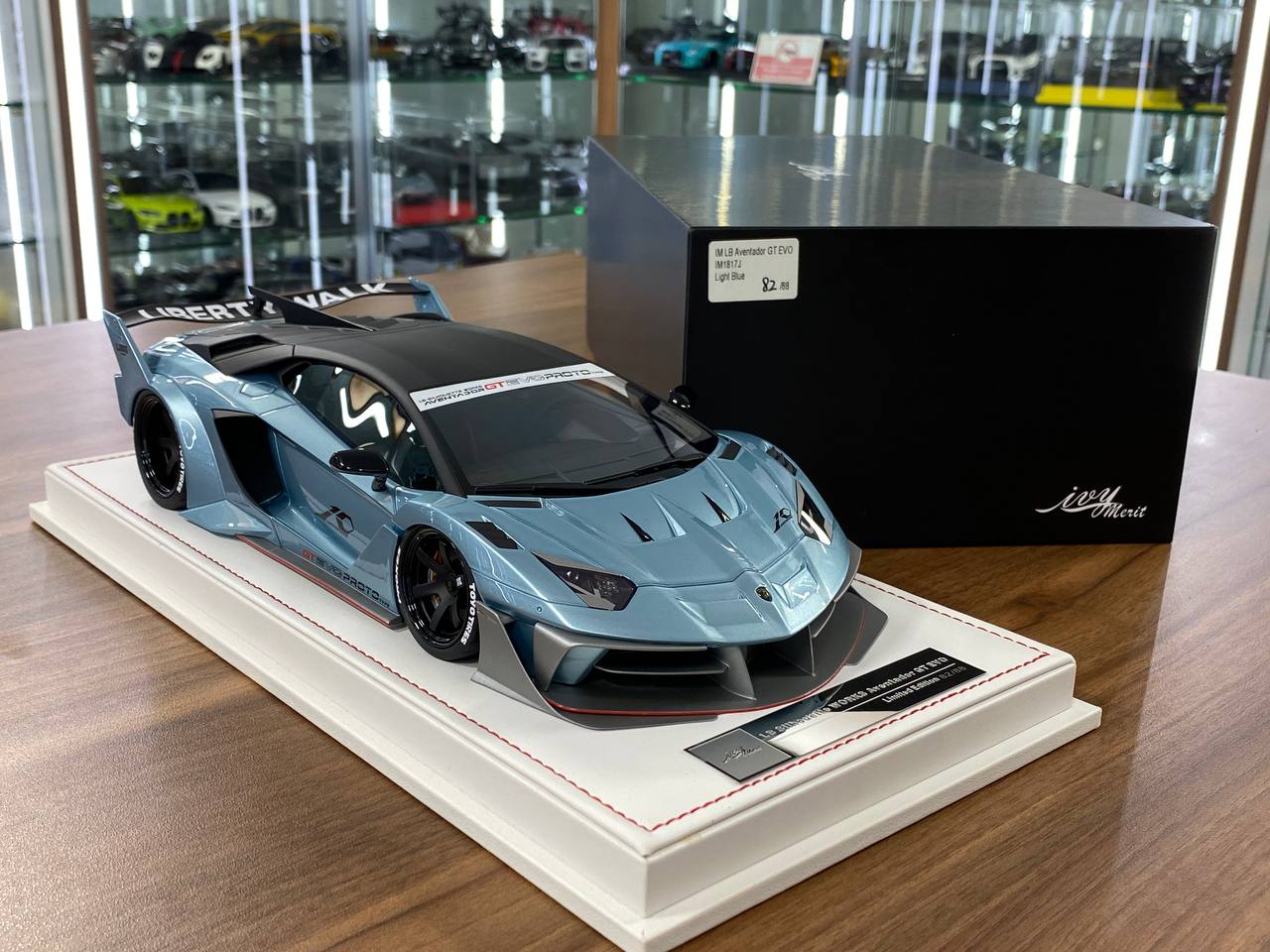 🚨1:18 Resin Model IVY Merit Models Lamborghini AVENTADOR GT EVO LB-Works – Light Blue (Limited 88 pcs)