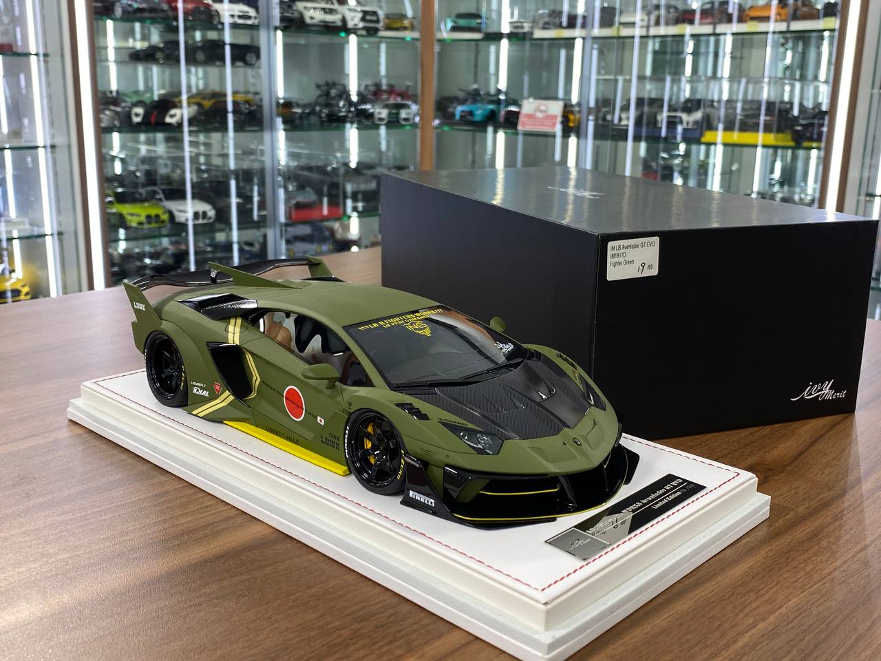 1:18 Resin Model Lamborghini Aventador GT EVO LB-Works #20 – Fighter Green | IVY Merit Models (Limited 99 pcs – Dubai Collectors)