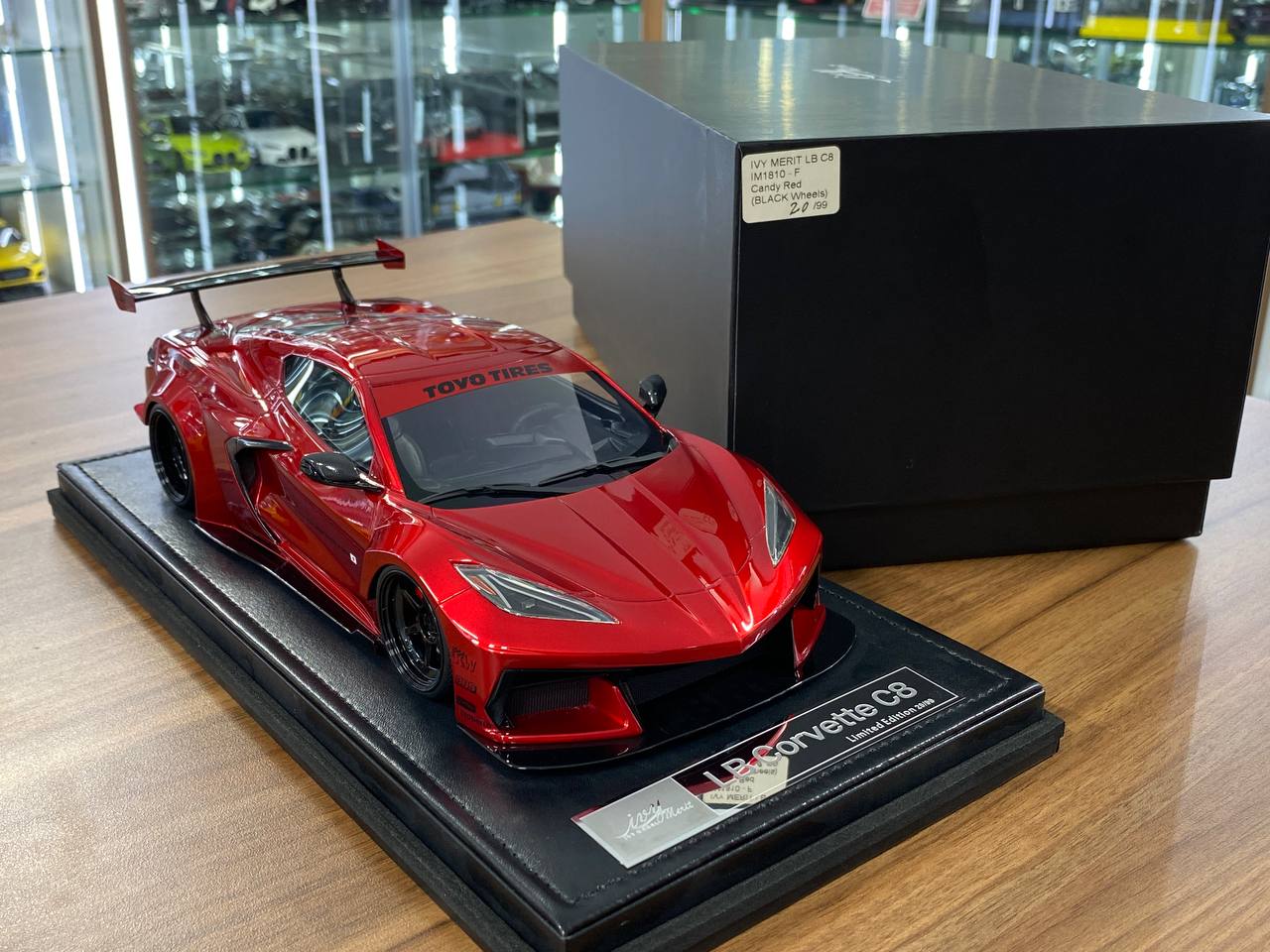 1:18 Resin Model IVY Merit Models Chevrolet Corvette C8 LBWK – Candy Red / Black Wheels (Limited 99 pcs – Dubai Collectors)