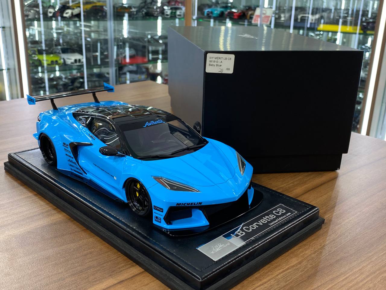 1:18 Resin Model IVY Merit Models Chevrolet Corvette C8 LBWK – Baby Blue (Limited 99 pcs – Dubai Collectors)