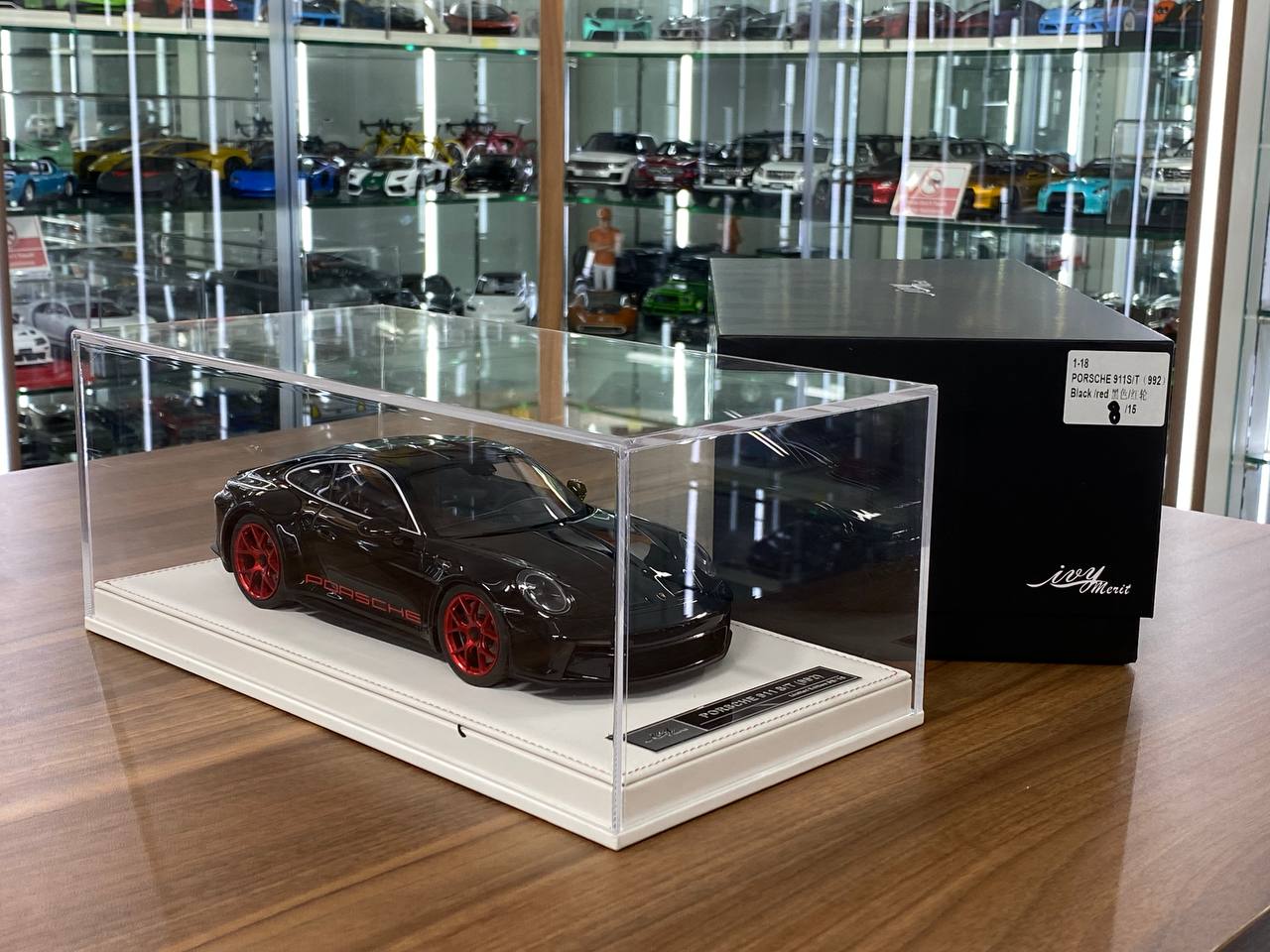 1/18 Resin Porsche 911 S/T (992) by Ivy Models in Black / Red – Limited 15pcs