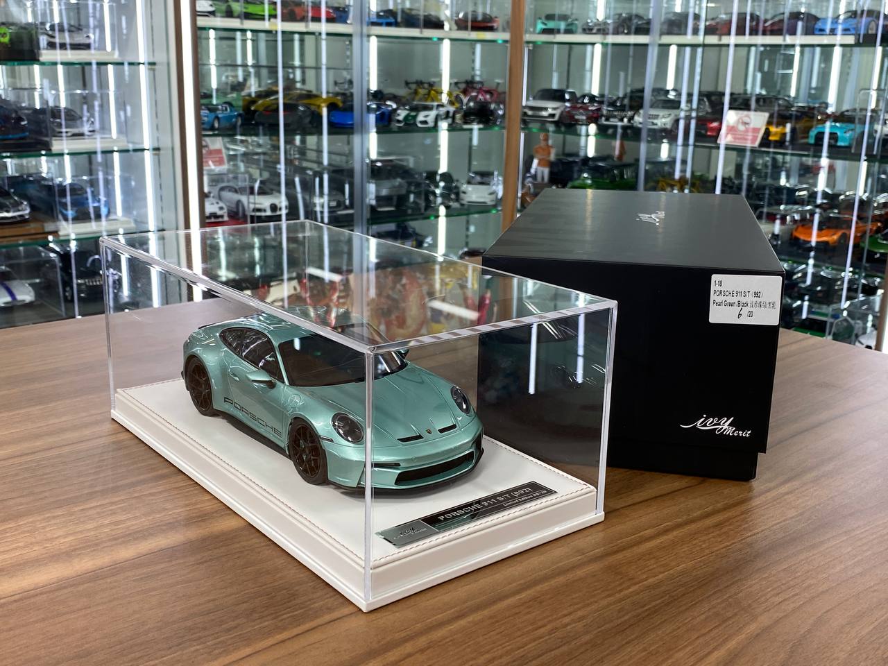 1/18 Resin Porsche 911 S/T (992) by Ivy Models in Pearl Green/ Black – Limited 20 pcs