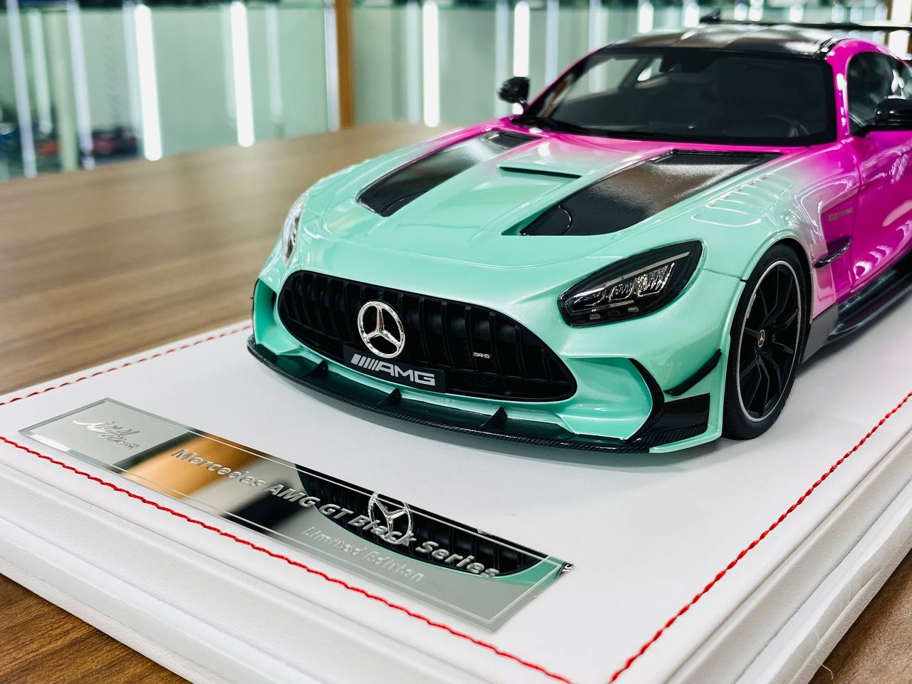 1/18 Resin Model - IVY Models Mercedes AMG GT Black Series in White Pink, Limited to 50 Pieces