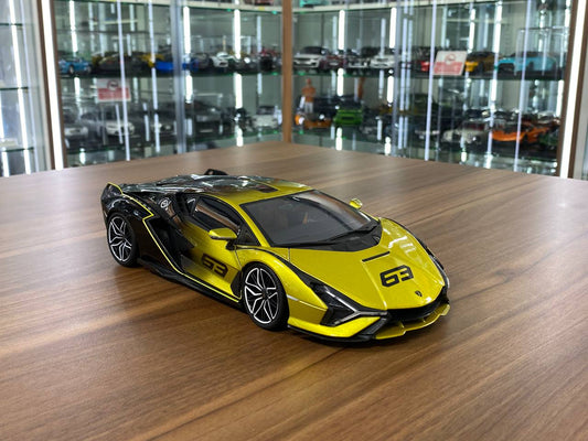 1/18 Metal Diecast Bburago  Lamborghini Sian FKP 37 #63 Yellow Black