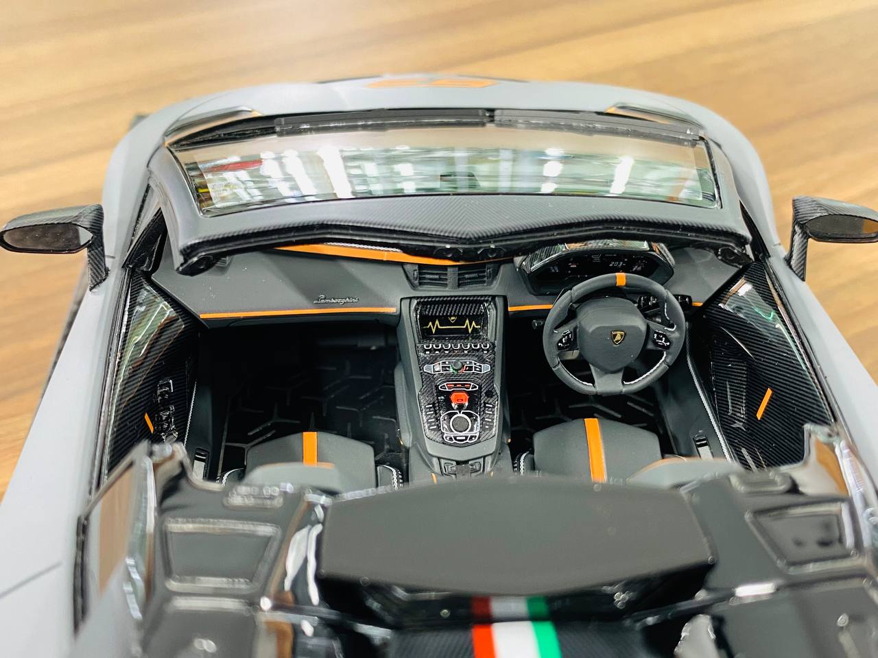 1/18 Resin Model - MR Collection Lamborghini Aventador Roadster SVJ #63 in Matt Grey/Orange, 01/01 Limited Edition