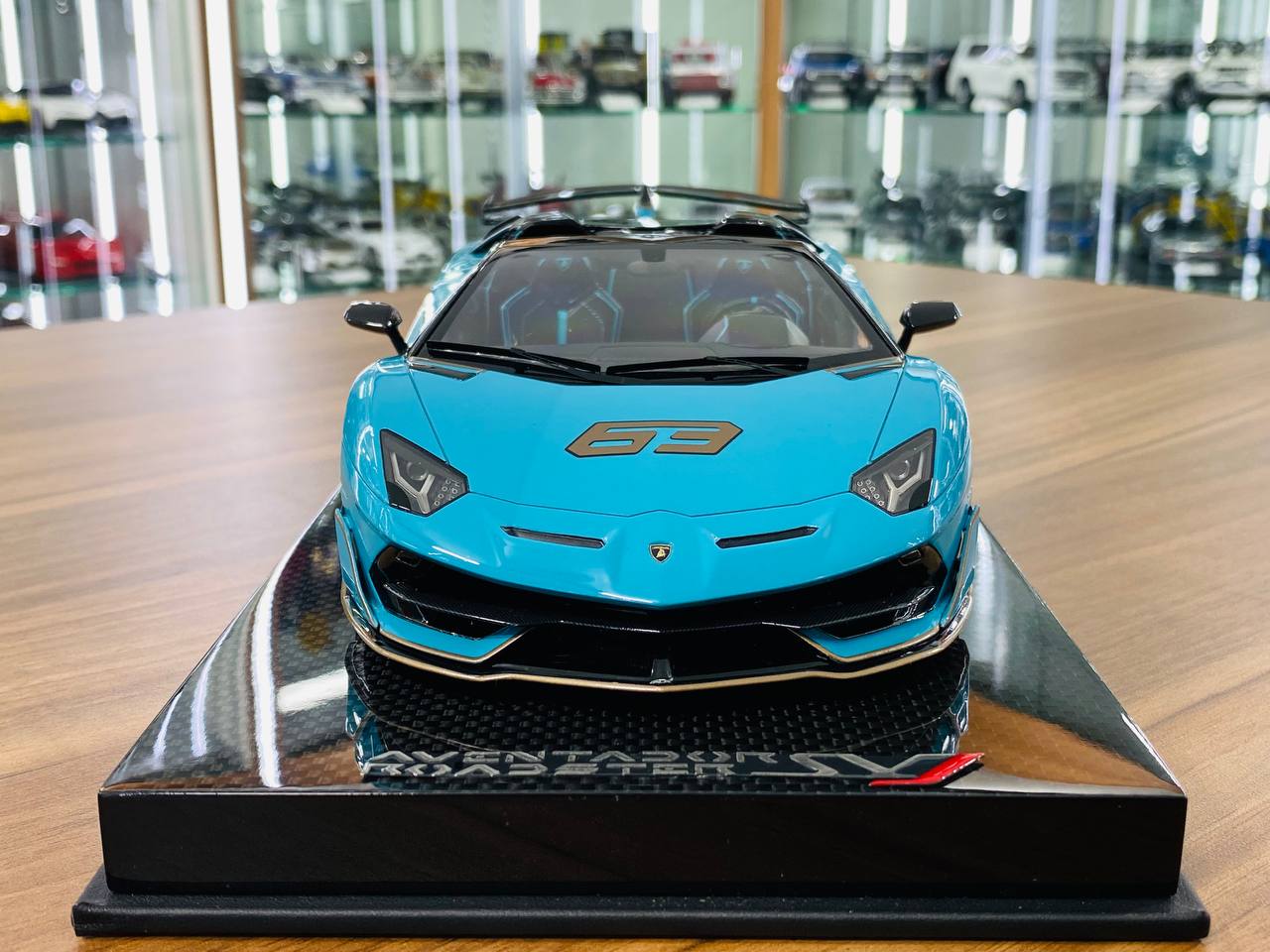 1/18 Resin - MR Collection Lamborghini Aventador Roadster SVJ #63 in Blue/Grey 63, 01/01 Limited Edition