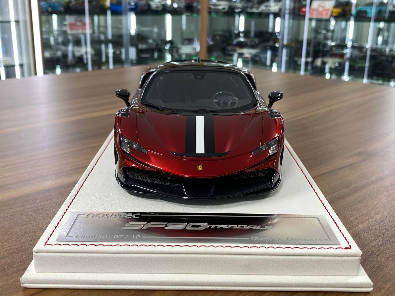 1/18 Resin Ferrari SF90 Stradale Novitec – Davis & Giovanni Chrome Red w/ Black Roof & White/Black Stripe Limited 10