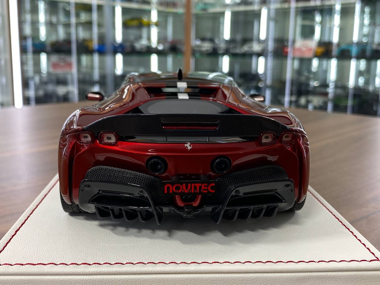 1/18 Resin Ferrari SF90 Stradale Novitec – Davis & Giovanni Chrome Red w/ Black Roof & White/Black Stripe Limited 10