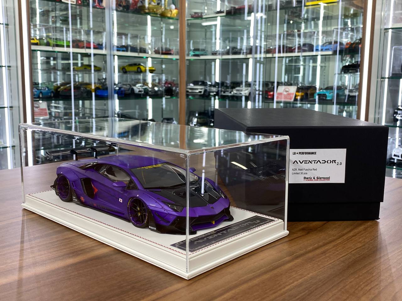 1/18 Resin Lamborghini AVENTADOR 2.0 LB Performance by Davis & Giovanni Matt Metallic Purple w / Zero Fighter decals