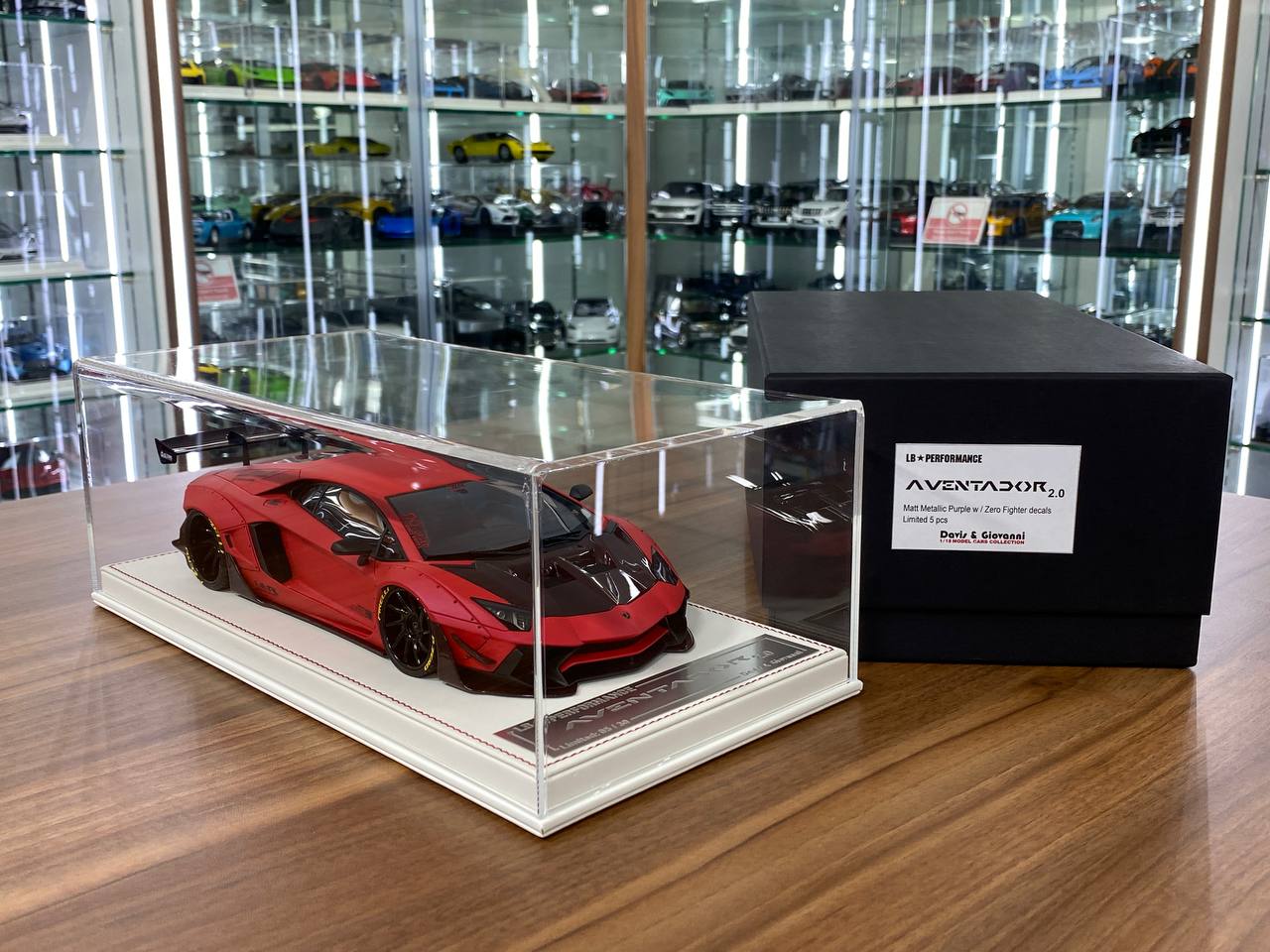 1/18 Resin Lamborghini AVENTADOR 2.0 LB Performance by Davis & Giovanni Matt Metallic Purple w / Zero Fighter decals