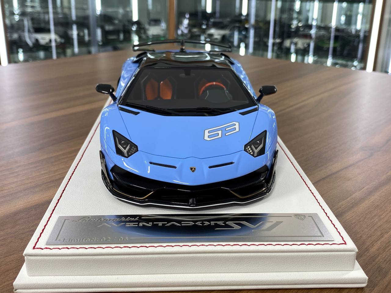 1/18 Resin Lamborghini AVENTADOR SVJ #63 Blue , carbon roof Limited- 06 pcs by Davis & Giovanni