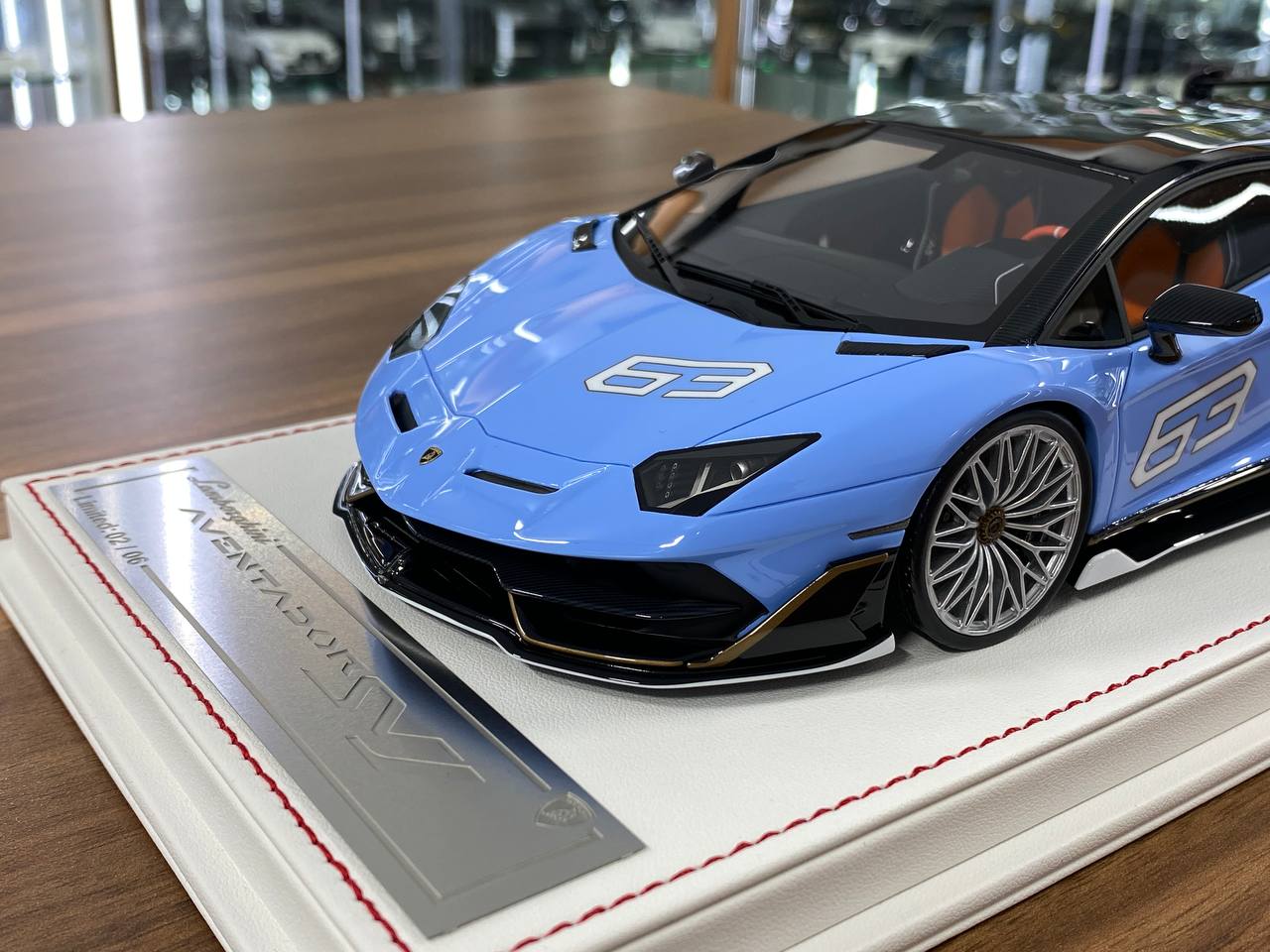 1/18 Resin Lamborghini AVENTADOR SVJ #63 Blue , carbon roof Limited- 06 pcs by Davis & Giovanni