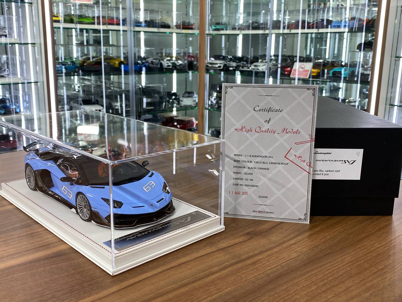 1/18 Resin Lamborghini AVENTADOR SVJ #63 Blue , carbon roof Limited- 06 pcs by Davis & Giovanni