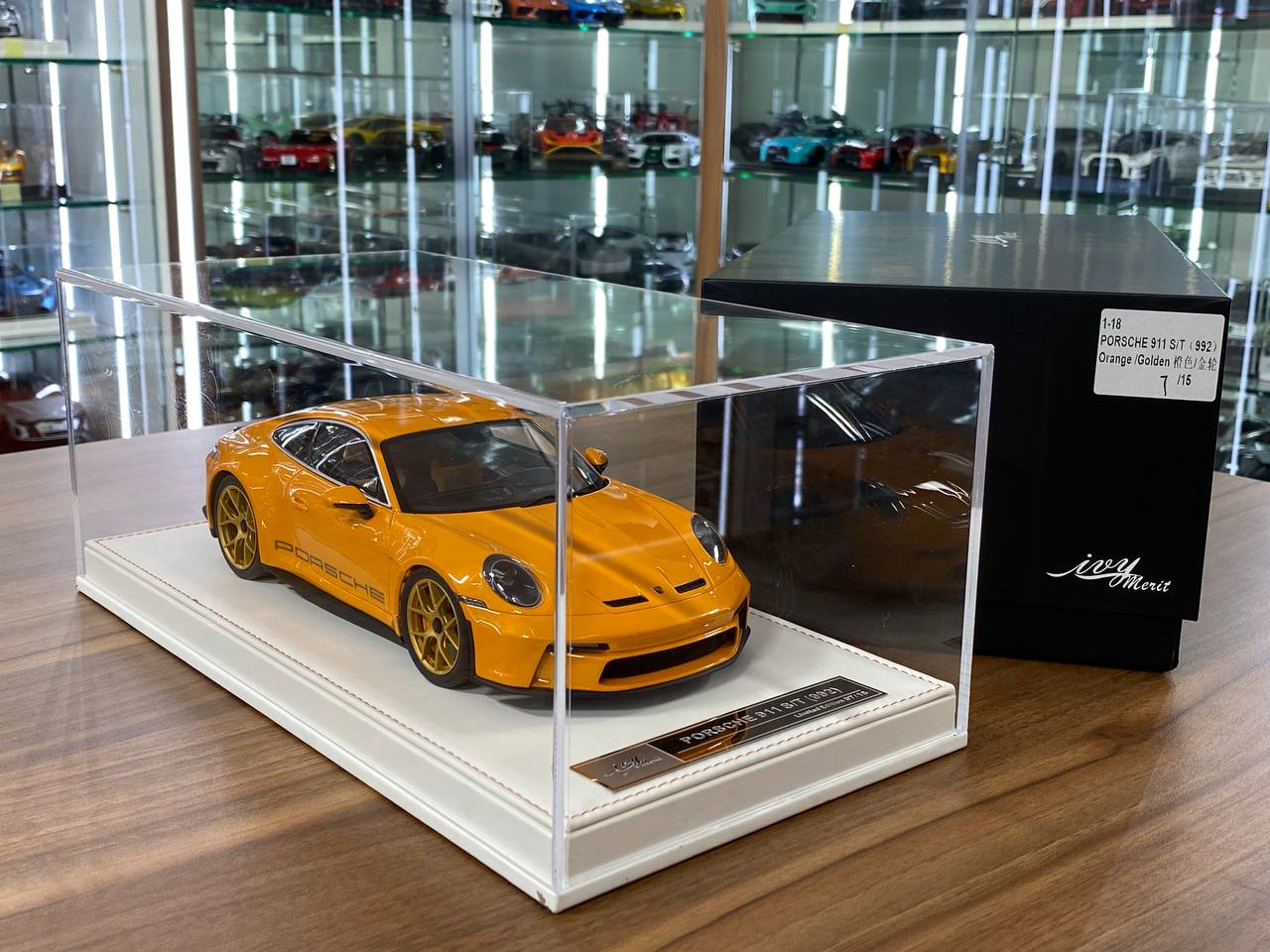 1/18 Resin IVY Models Porsche 911 S/T (992)  Orange / Gold rim Limited-20 pcs