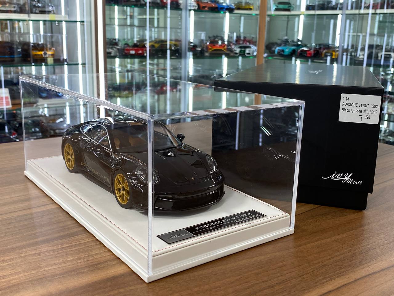 1/18 Resin IVY Models Porsche 911 S/T (992) Black / Gold rim Limited-20 pcs