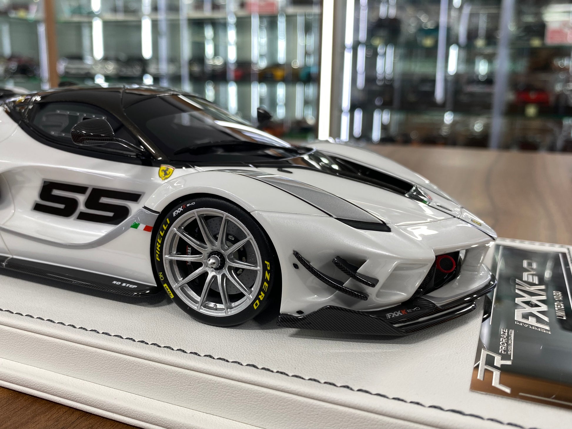 1/18 scale Ferrari FXXK EVO ProRaze No.55 Pearl White resin model car