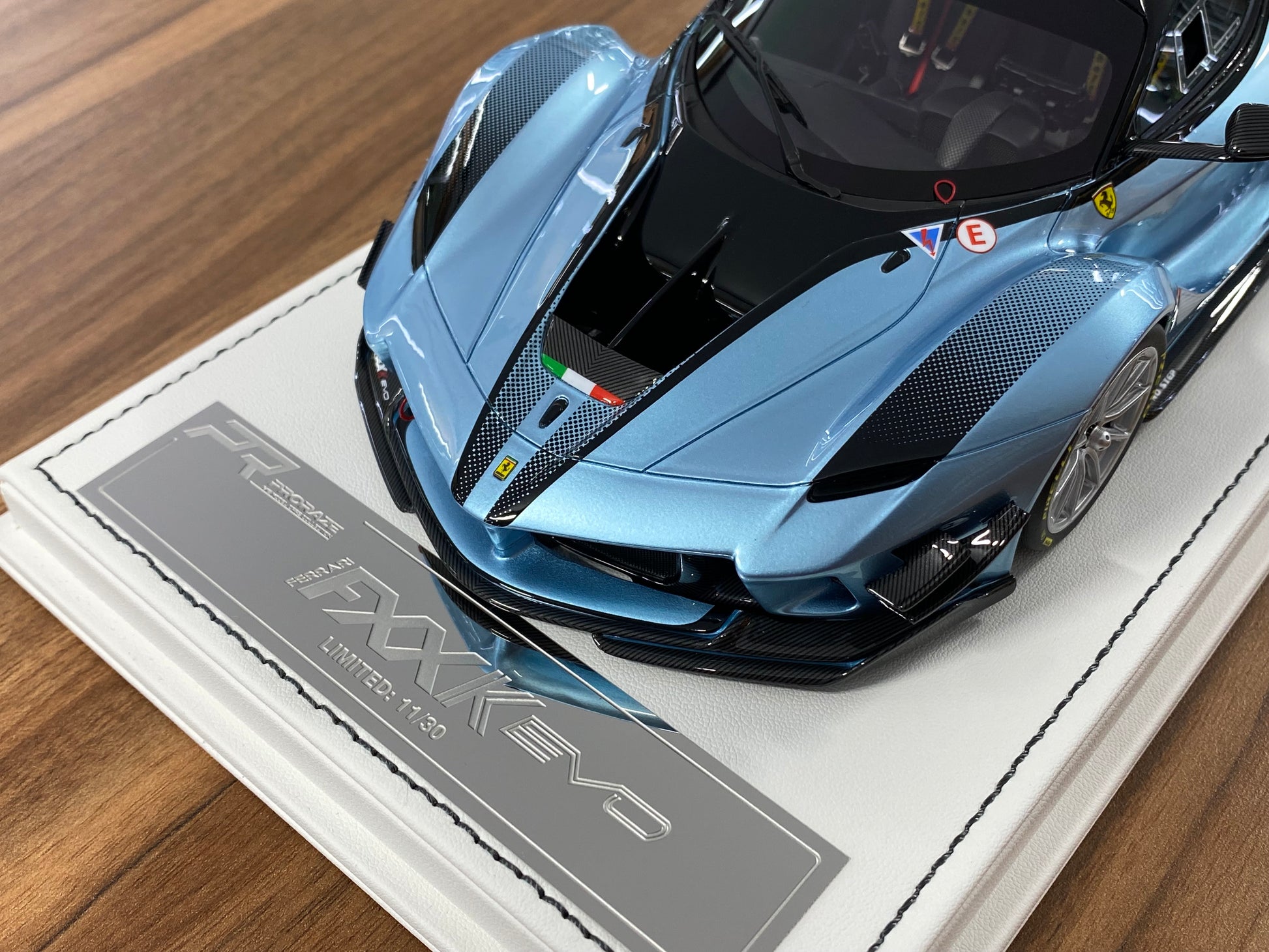 Ferrari FXXK EVO 1/18 ProRaze Light Metallic Blue resin collectible car