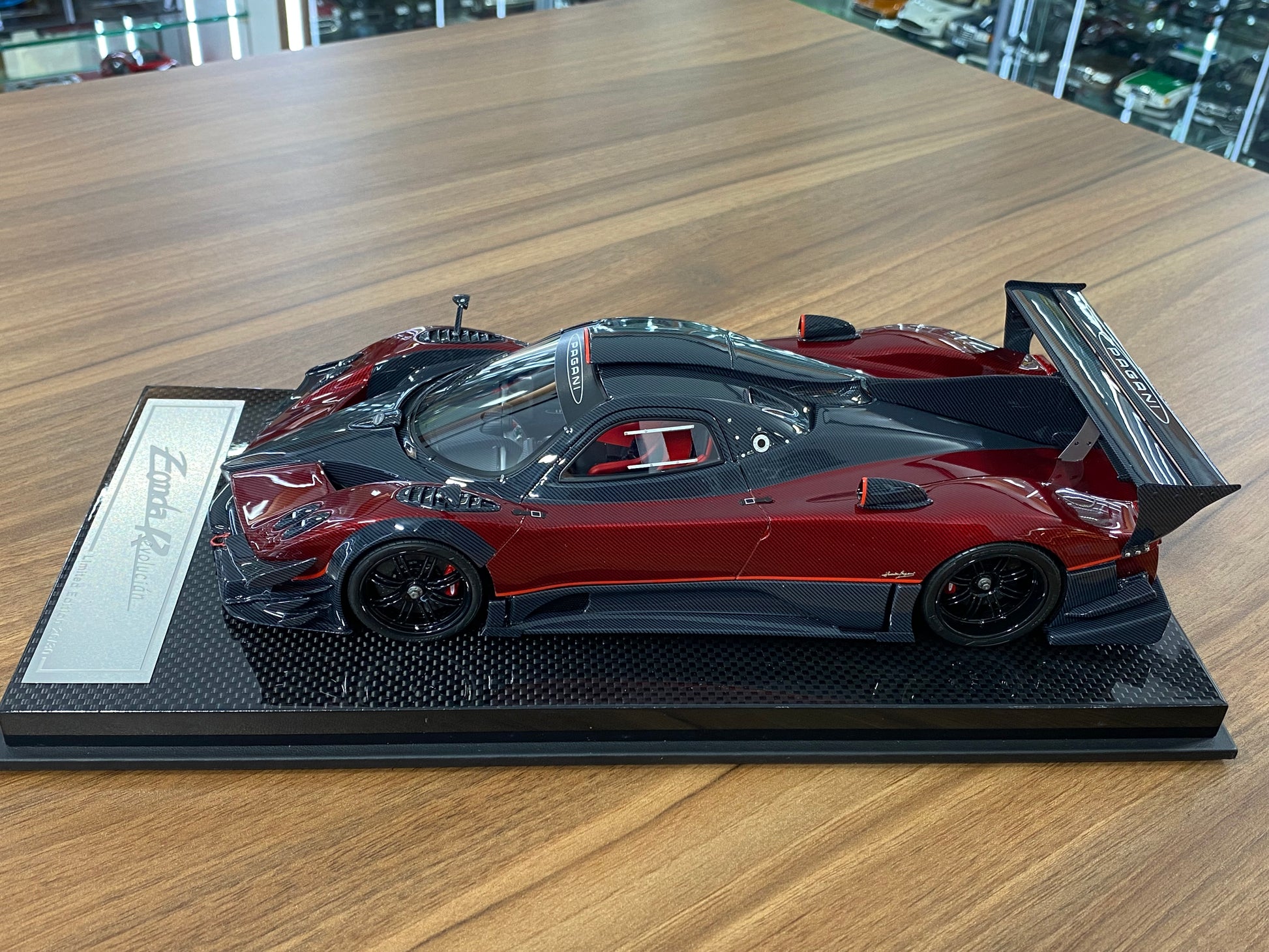 1/18 Resin Dino Model Pagani Zonda Revolucian Carbon Fiber/ Red Limited to 30 pcs.