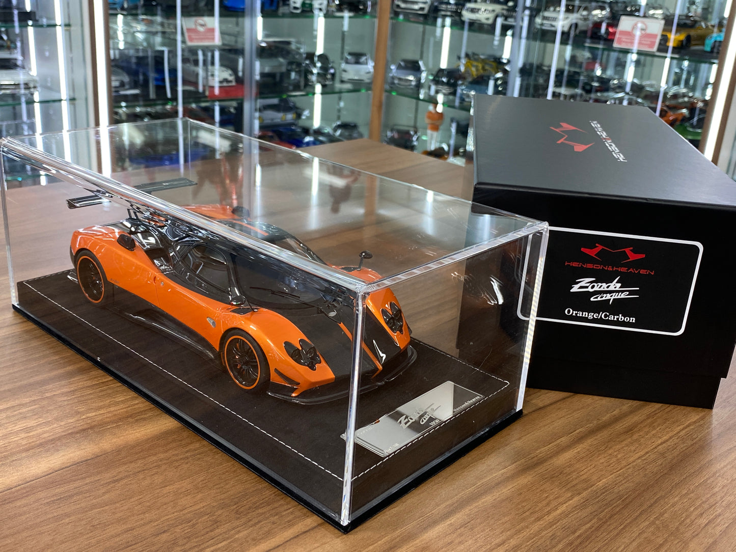 1/18 HH Model Pagani Zonda Cinque Orange/Carbon Fiber Resin | Limited 30 pcs