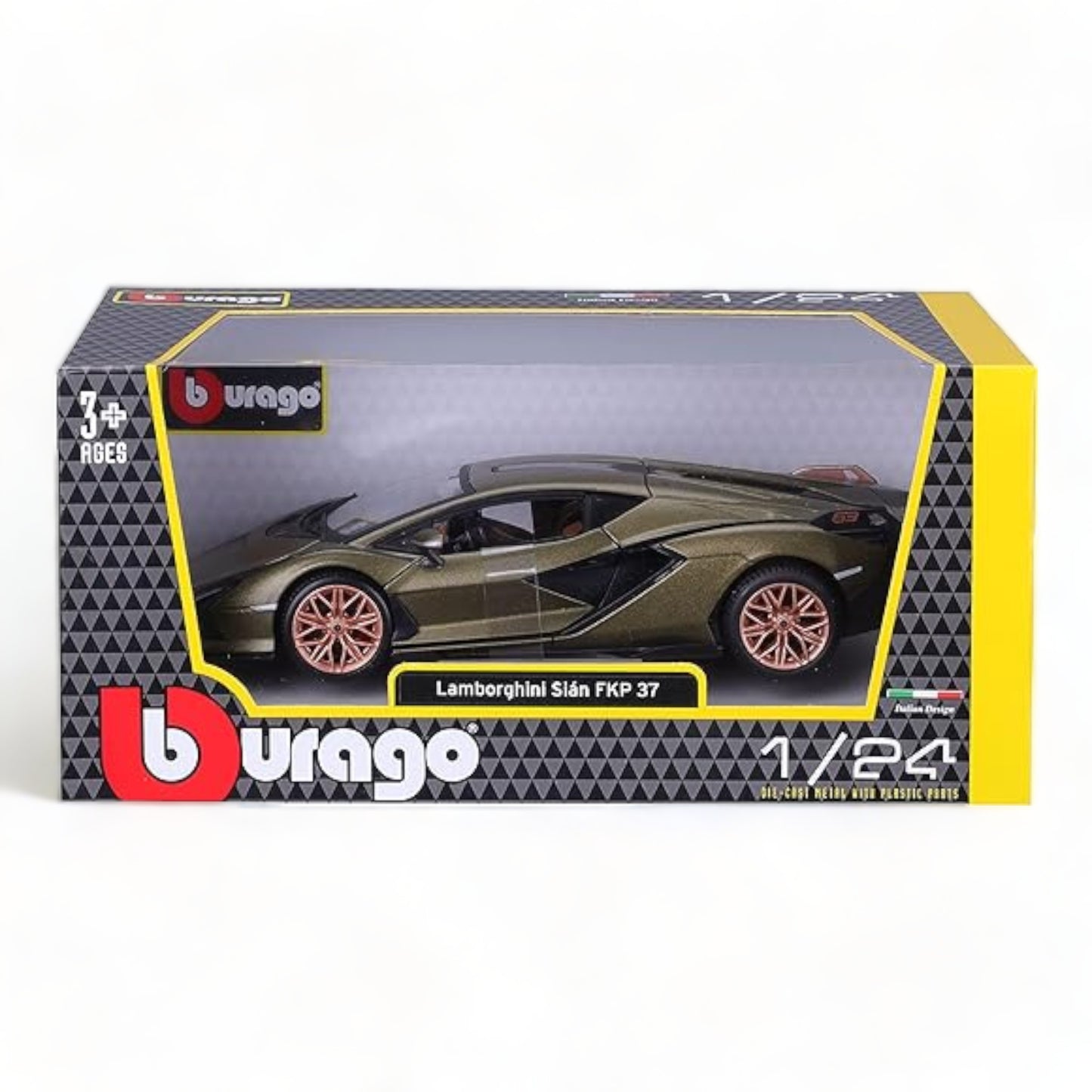 1/18 Diecast Lamborghini Sian FKP 37 Green Metallic Bburago Scale Model Car