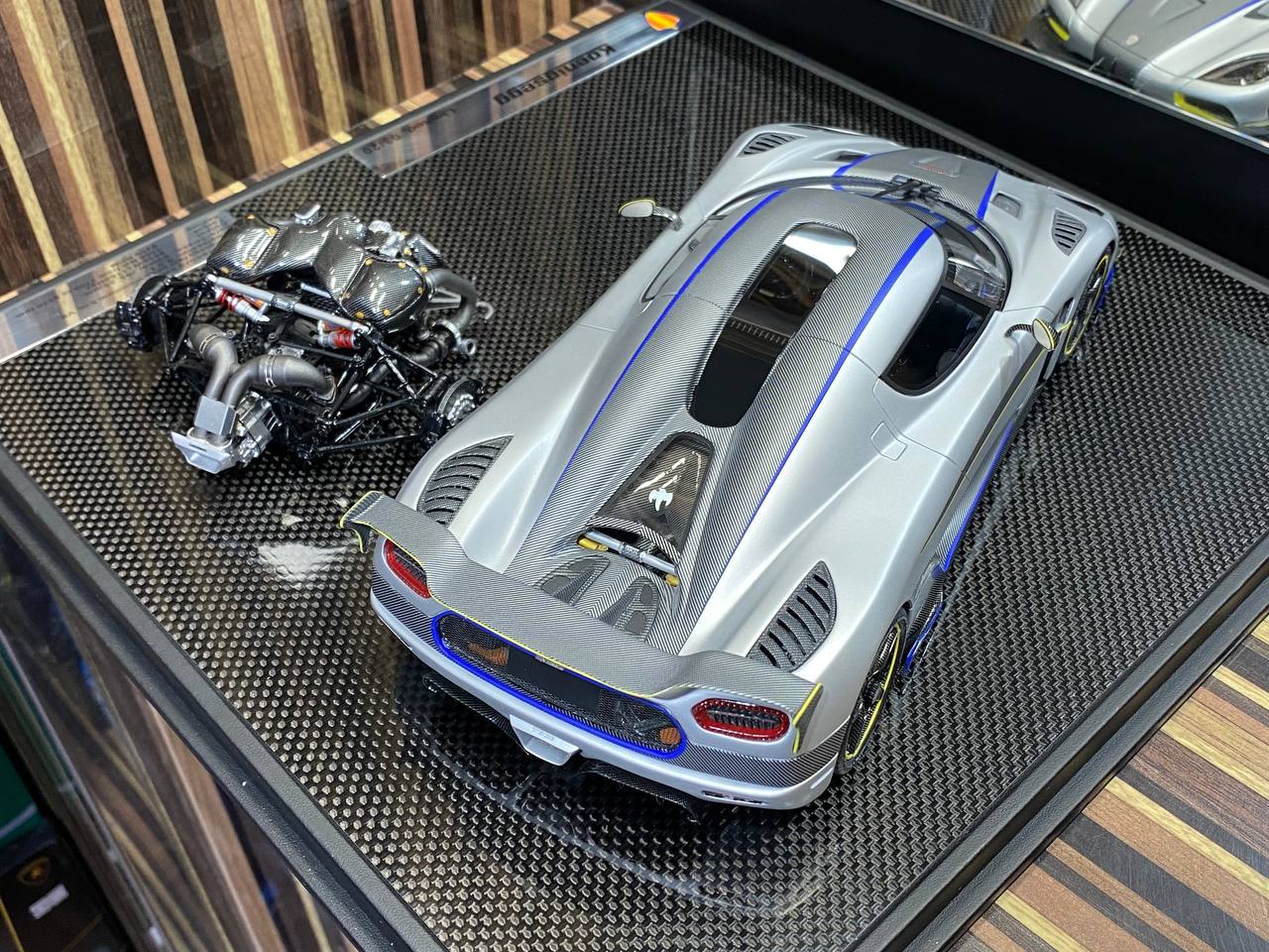 1/18 General Models Resin Model - Koenigsegg Agera Prototype With Engine in Sleek Matt Grey/Carbon|Sold in Dturman.com Dubai UAE.