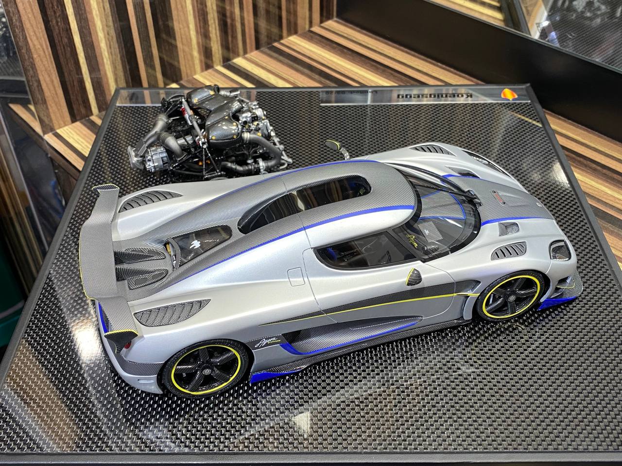 1/18 General Models Resin Model - Koenigsegg Agera Prototype With Engine in Sleek Matt Grey/Carbon|Sold in Dturman.com Dubai UAE.