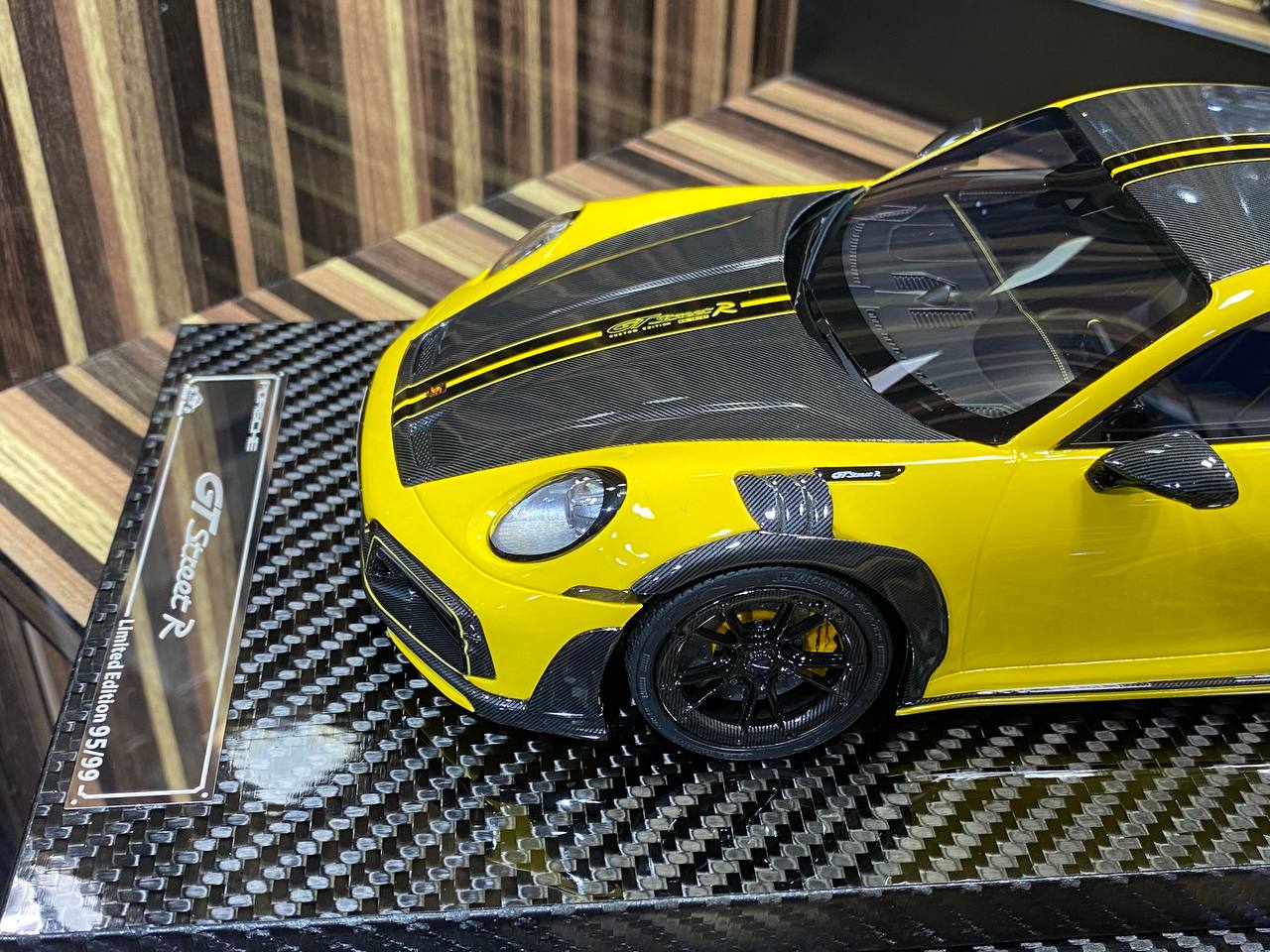 1/18 VIP Models Resin Model - Porsche 992 Turbo S GT Street R TechArt in Vibrant Yellow|Sold in Dturman.com Dubai UAE.