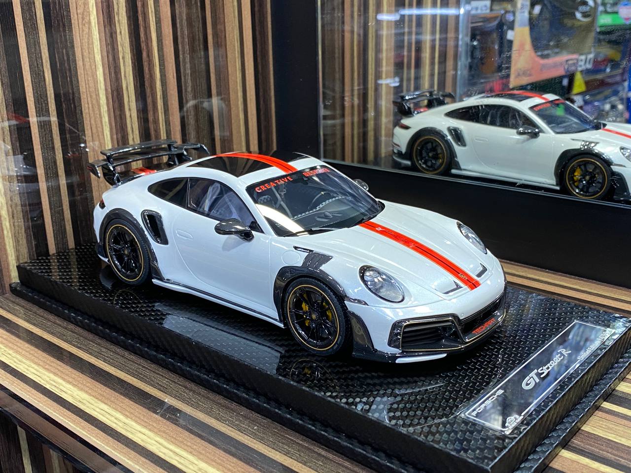 1/18 VIP Models Resin Model - Porsche 992 Turbo S GT Street R TechArt in Elegant Pearl White|Sold in Dturman.com Dubai UAE.