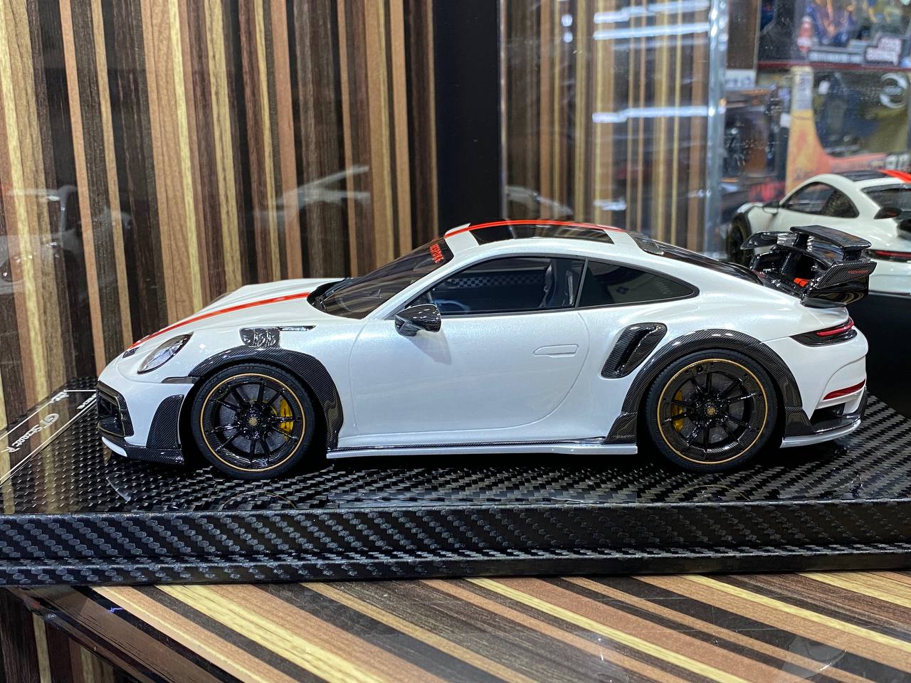 1/18 VIP Models Resin Model - Porsche 992 Turbo S GT Street R TechArt in Elegant Pearl White|Sold in Dturman.com Dubai UAE.
