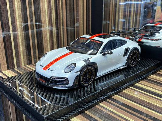 1/18 VIP Models Resin Model - Porsche 992 Turbo S GT Street R TechArt in Elegant Pearl White|Sold in Dturman.com Dubai UAE.