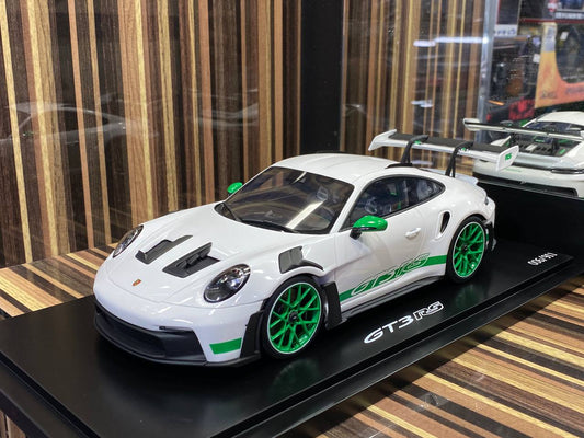 1/18 Resin Model Spark ModelsPorsche 911 GT3 RS White and green Limited Edition|Sold in Dturman.com Dubai UAE.