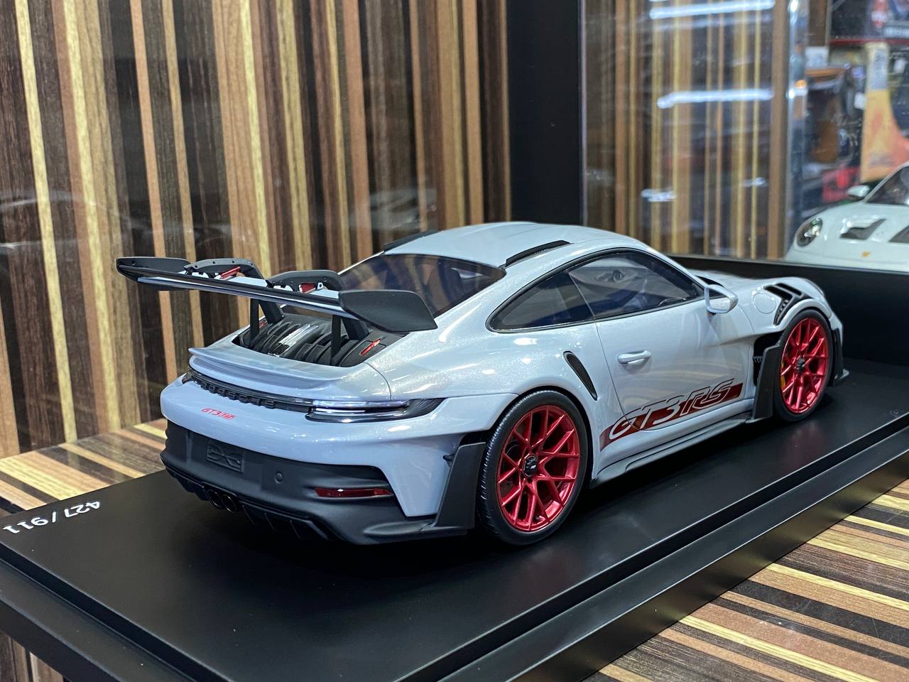 1/18 Spark Models Resin Model - Porsche 911 GT3 RS in Silver and Red, Limited Edition|Sold in Dturman.com Dubai UAE.