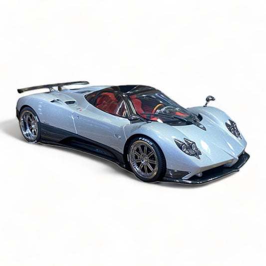 Almost Real Pagani Zonda F 1/18 Diecast - Full Opening, Silver, Limited Edition|Sold in Dturman.com Dubai UAE.