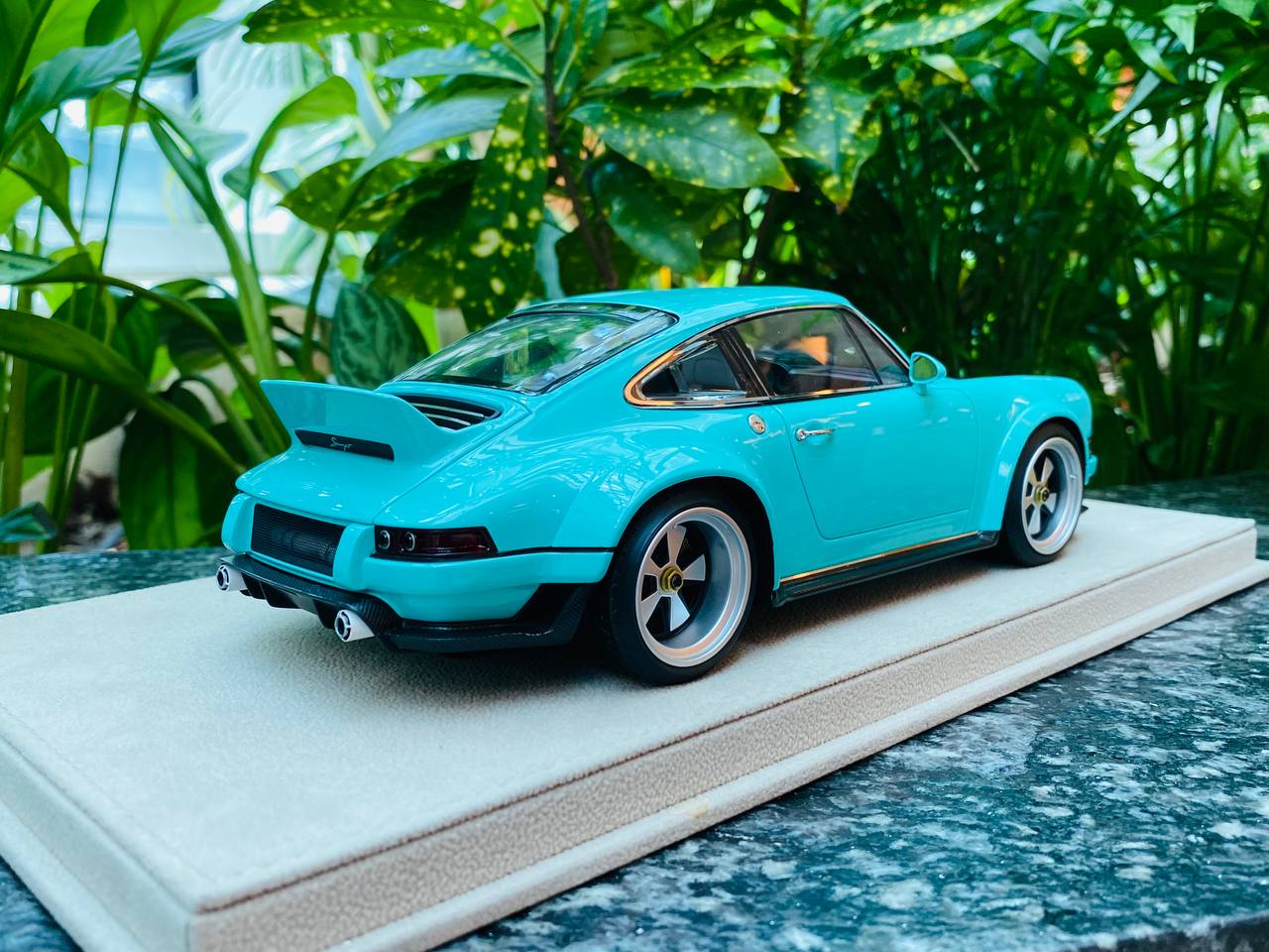 Limited Edition POPRACE & Co Porsche Singer DLS Resin Model - Tiffany Blue | 1/18 Scale