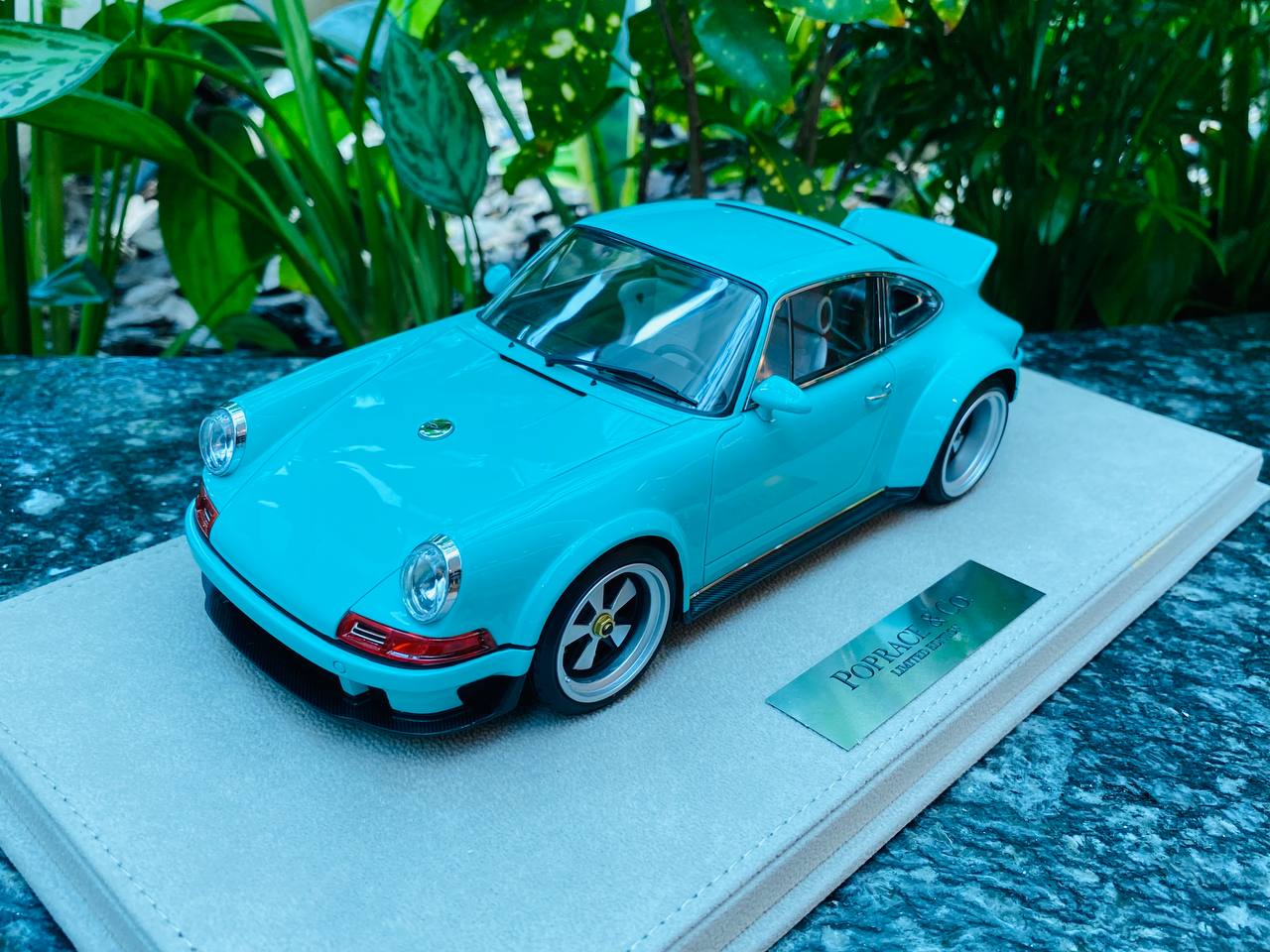 Limited Edition POPRACE & Co Porsche Singer DLS Resin Model - Tiffany Blue | 1/18 Scale