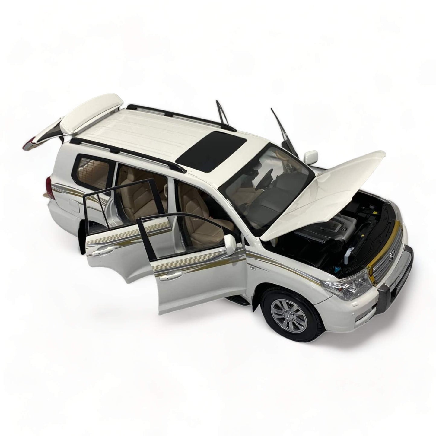 1/18 Diecast Toyota Land Cruiser LC200 Gold Grill White 2008 FAW Toys Scale Model Car|Sold in Dturman.com Dubai UAE.