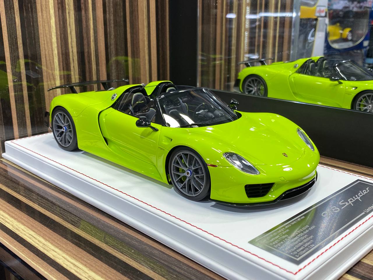 1/18 Resin Dino Porsche 918 Spyder PTS acid green Scale Model Car|Sold in Dturman.com Dubai UAE.