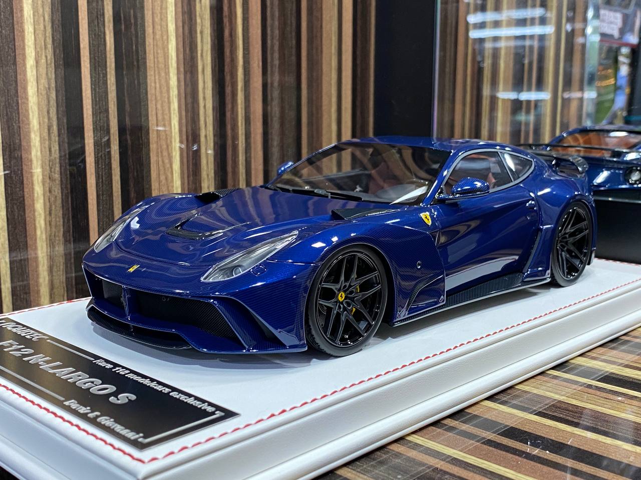 1/18 Diecast Miniature Ferrari F12 N-Largo S Davis & Giovanni Blue Carbon Model Car|Sold in Dturman.com Dubai UAE.