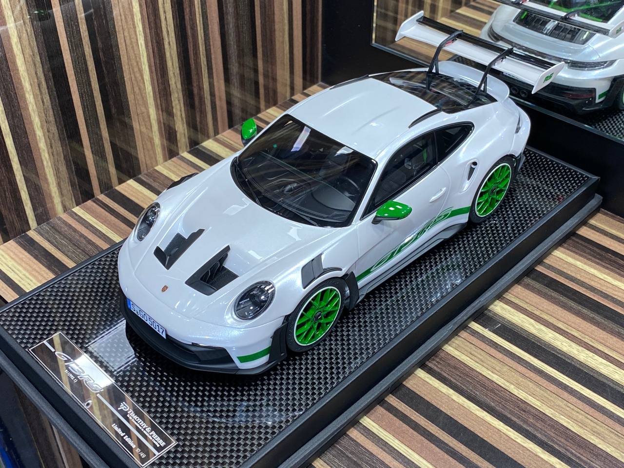 1/18 Porsche 911 GT3 RS Green Rim 10/49 white and green by Timothy & Pierre|Sold in Dturman.com Dubai UAE.