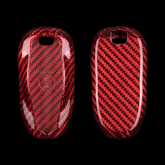 Tesla Carbon Fiber Key Fob Case (Model A) - Ruby Red (Glass Fiber)|Sold in Dturman.com Dubai UAE.