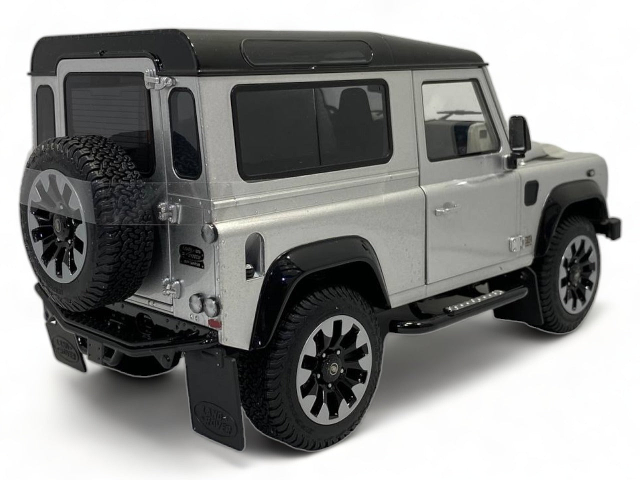 LCD Land Rover Defender 90 Works V8 - 1/18 Diecast, 70th Edition Silver|Sold in Dturman.com Dubai UAE.