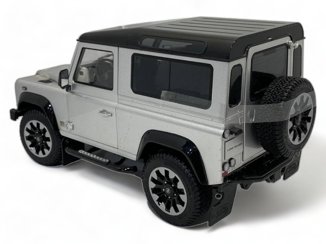 LCD Land Rover Defender 90 Works V8 - 1/18 Diecast, 70th Edition Silver|Sold in Dturman.com Dubai UAE.