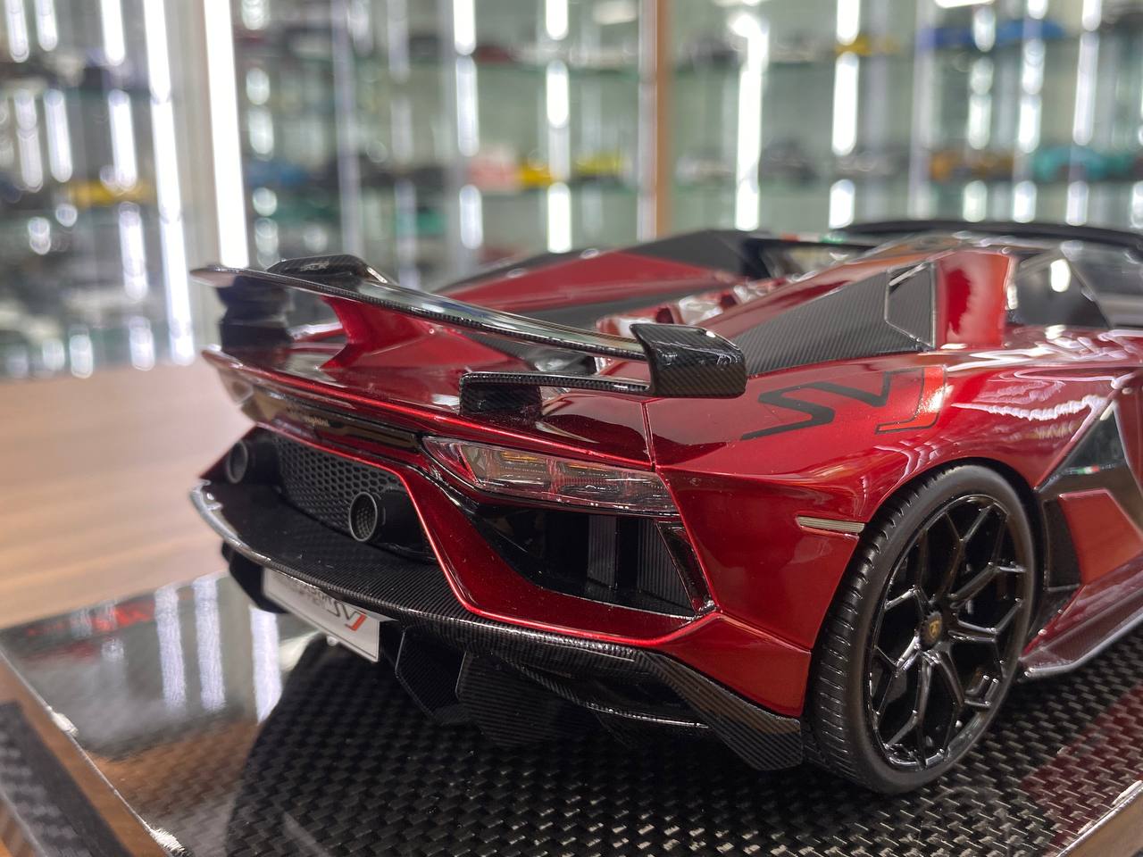 1/18 resin MR Collection Lamborghini Aventador Roadster SVJ Red / Italy flag Limited- 1 of 1