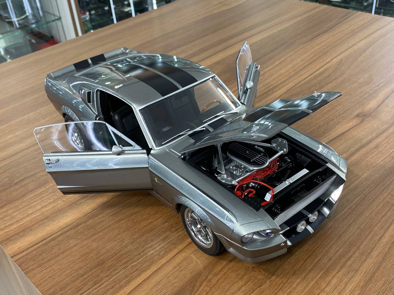 ★ 1/12 Diecast KK Scale Ford Mustang Eleanor 1967 | Grey with Black Stripes