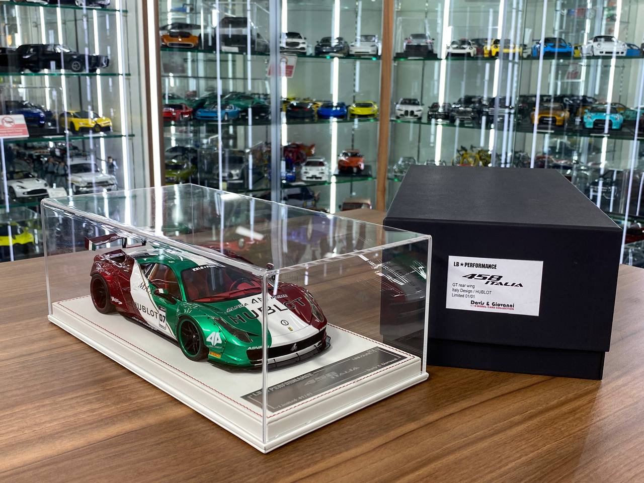 1/18 Resin Model – Ferrari 458 Italia LB Performance | Davis & Giovanni | GT Wing | Hublot Livery | 1 of 11