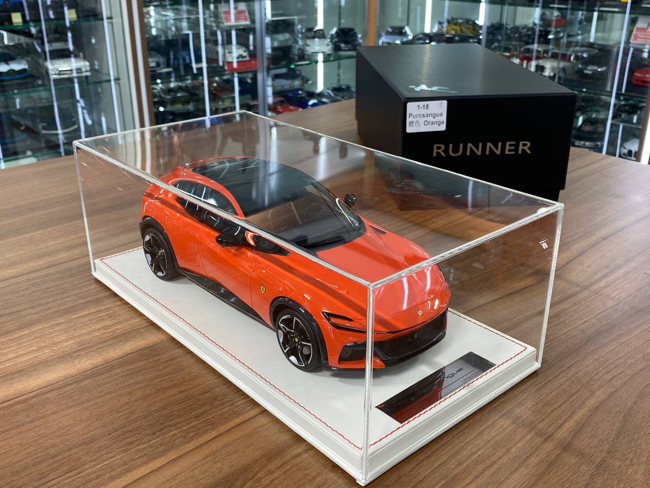 1/18 Resin Ferrari Purosangue by Runner in Orange / Black interior Limited 30 pcs