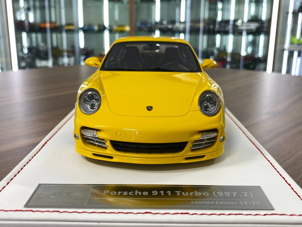 1:18 Resin Porsche 911 Turbo S (997.2) Yellow Exterior with Black Interior Silver Rim Ivy Model