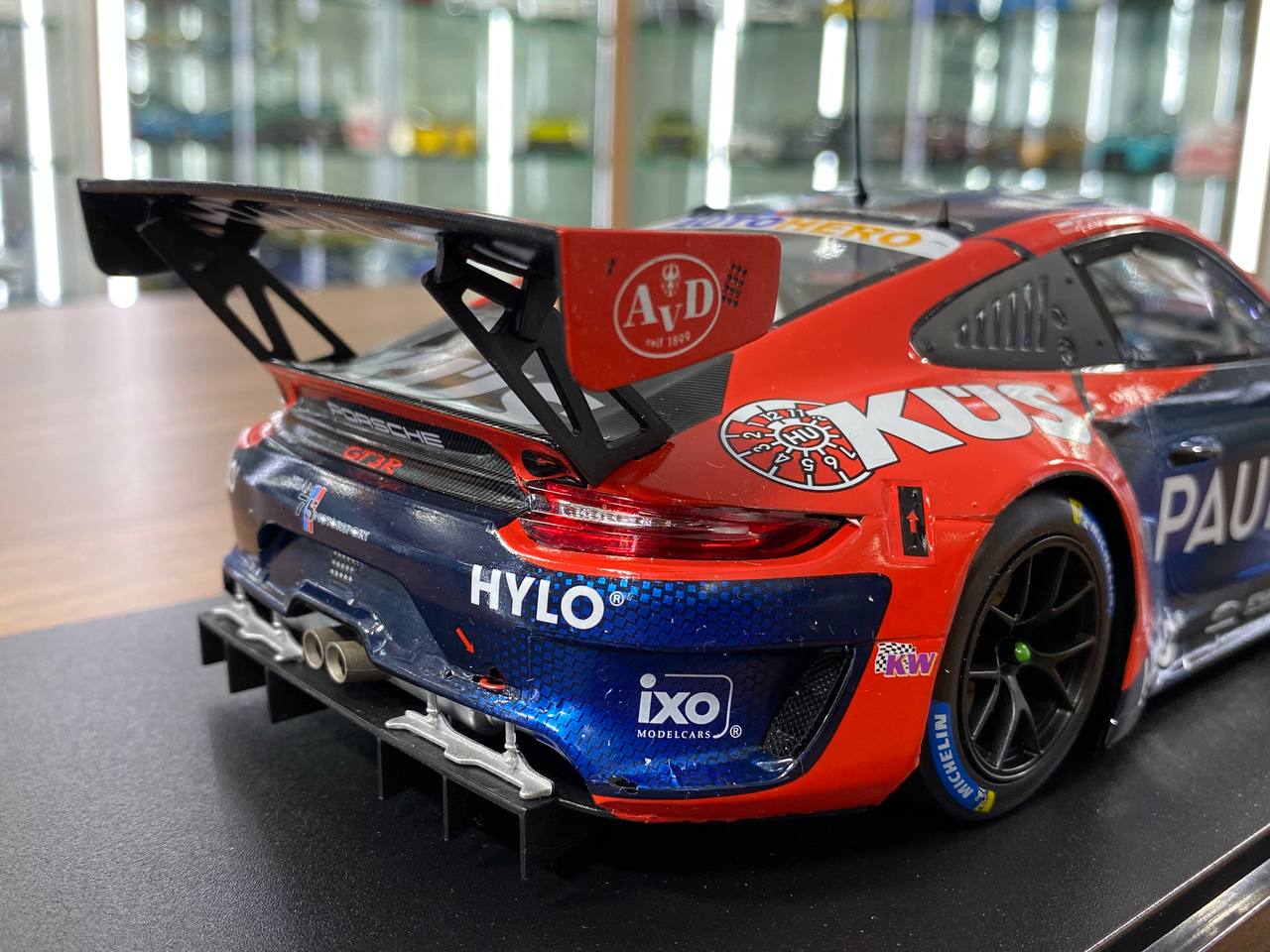 1/18 Diecast ixo Models PORSCHE 911 GT3 R Team75 T. Preining DTM 2022 Winner Norisring Racing blue / Red