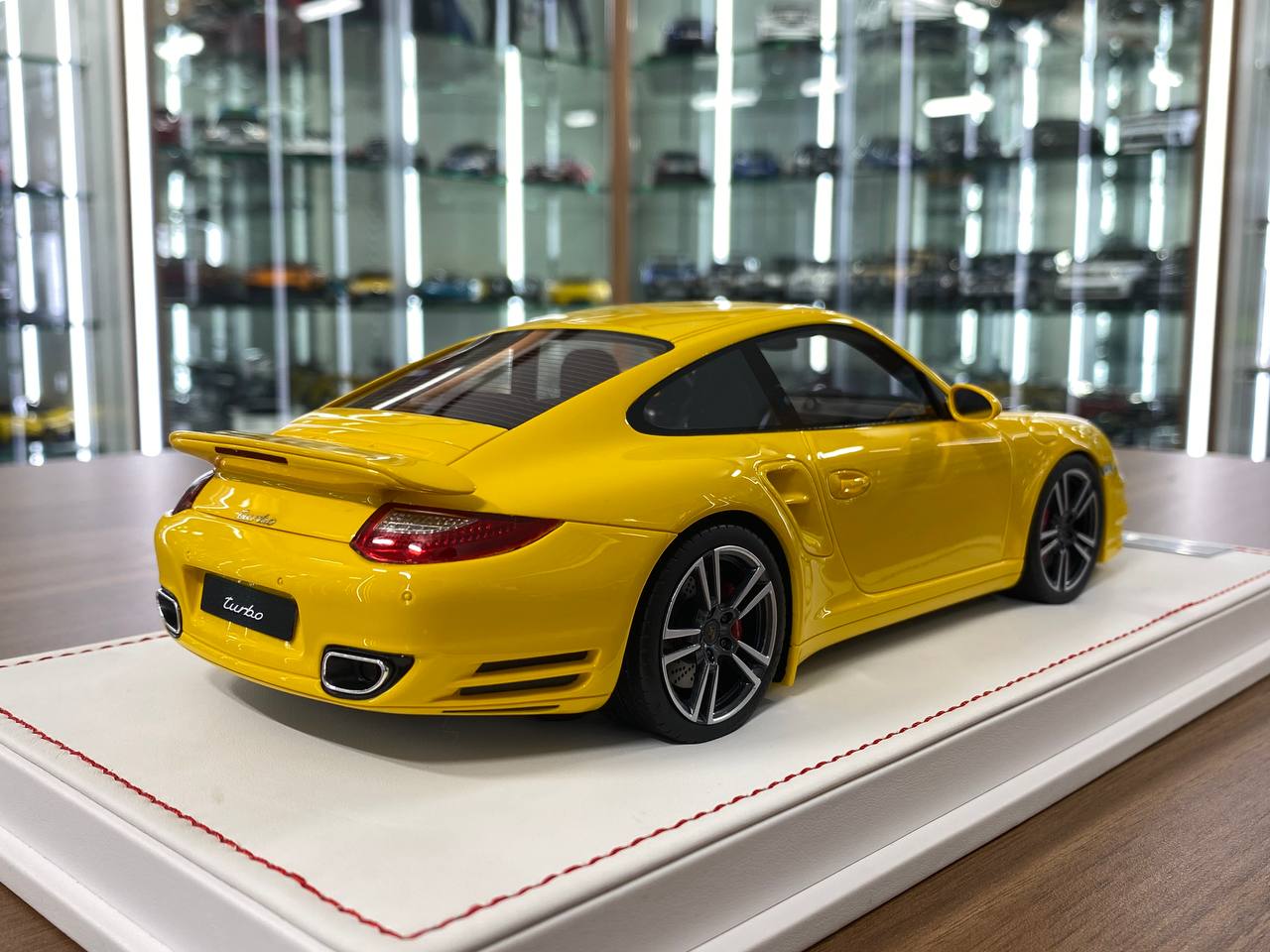 1:18 Resin Porsche 911 Turbo S (997.2) Yellow Exterior with Black Interior Silver Rim Ivy Model
