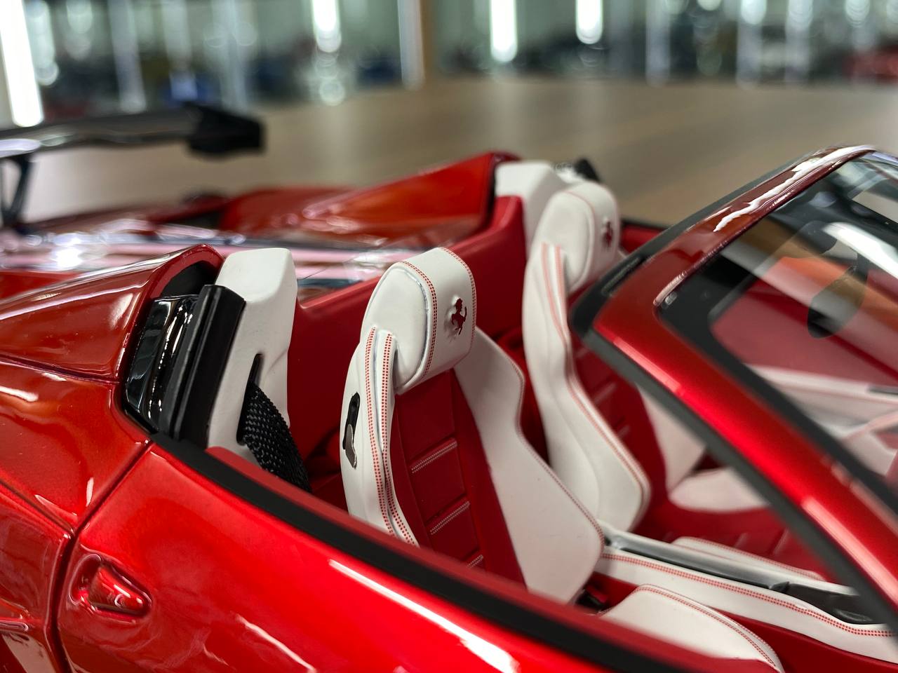 1:18 Resin Davis & Giovanni Ferrari 458 Spider GT LB Works Candy Red / French Stripe 7 – Limited 1 of 1
